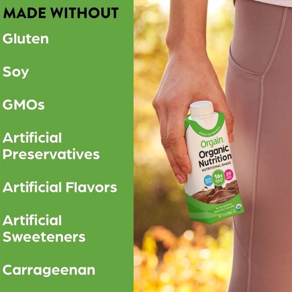Orgain Organic Nutritional Shake Creamy Chocolate Fudge Flavor 11 oz. Liquid Carton - Supports Immunity & Protein Needs - Image 8