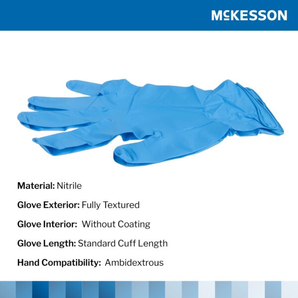 McKesson Confiderm 14-6N621C Small NonSterile Nitrile Exam Gloves, Blue, Fully Textured, Chemo and Fentanyl Tested - Image 3