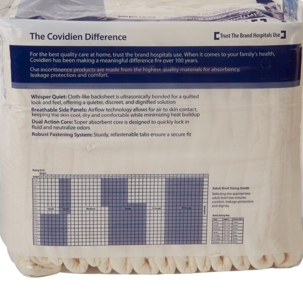 Simplicity Unisex Adult Incontinence Briefs - Extra Quilted, Moderate Absorbency, Size 59-64 Inches, Part #65035 - Image 3