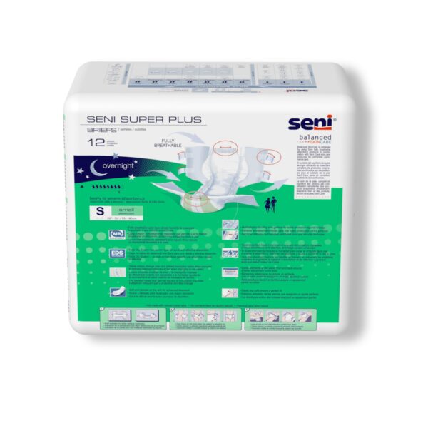 Seni Super Plus Small Unisex Adult Incontinence Brief with Heavy Absorbency - Part No. S-SM12-BP1 - Image 8