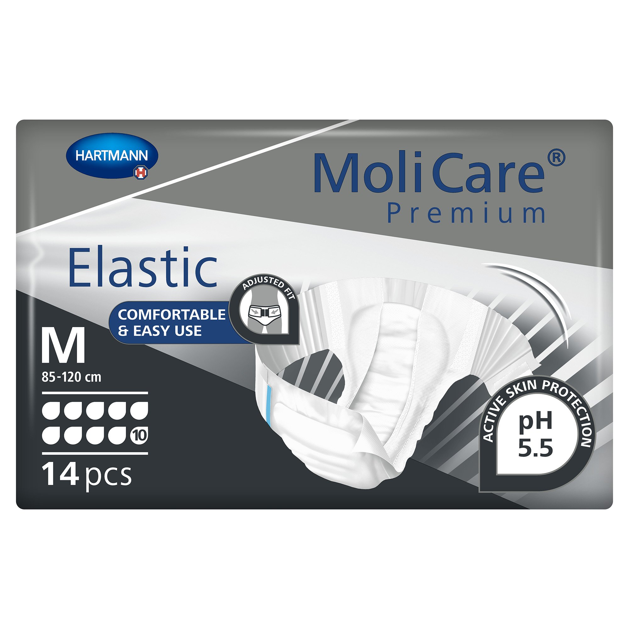 MoliCare Premium Elastic Unisex Adult Incontinence Brief - Medium, Heavy Absorbency (Part No. 165672)