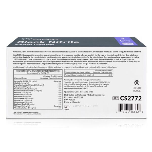 CareStock Small Nitrile Exam Gloves * NonSterile, Fully Textured, Black, Standard Cuff, Chemotherapy Tested - Image 9