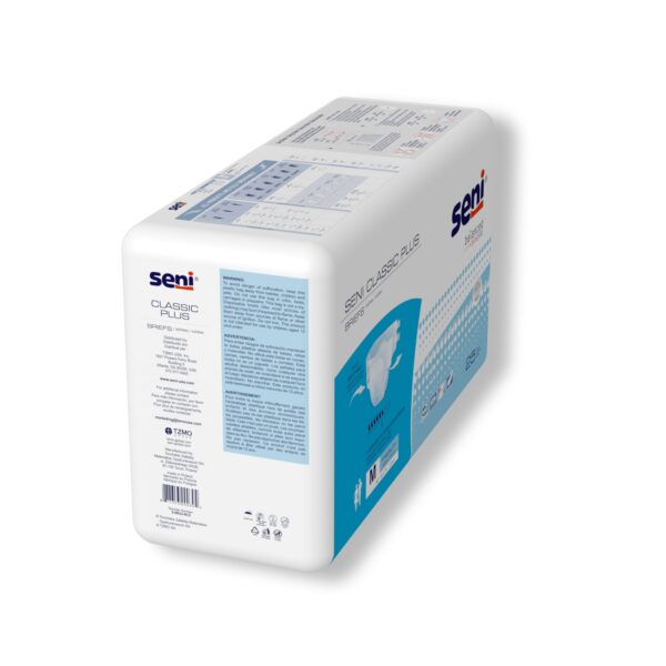 Seni Classic Plus Medium Disposable Incontinence Brief by Seni - Moderate Absorbency, Unisex Adult Protection Part S-ME25-BC2 - Image 7