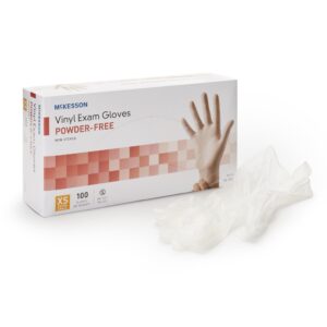 McKesson X-Small Vinyl Exam Gloves - NonSterile, Clear, Standard Cuff, 100 Pack