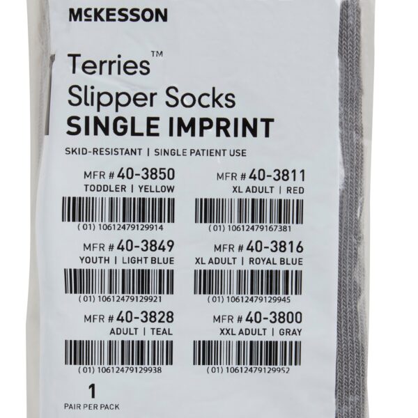 McKesson Terries Unisex Adult 2X-Large Slipper Socks with Safety Tread - Gray - Image 5