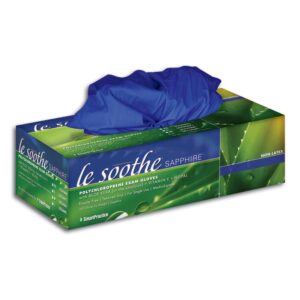 Le Soothe Sapphire Medium Non-Sterile Exam Gloves - Fully Textured Blue Polychloroprene