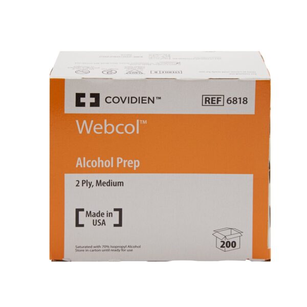 Webcol 6818- Alcohol Prep Pads with 70% Isopropyl Alcohol * Medium Sterile Individual Packets - Image 2