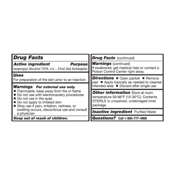 McKesson Alcohol Prep Pad with Isopropyl Alcohol * 4.5 x 9 cm, 70% Strength, Sterile, Large, 100 Count - Image 5