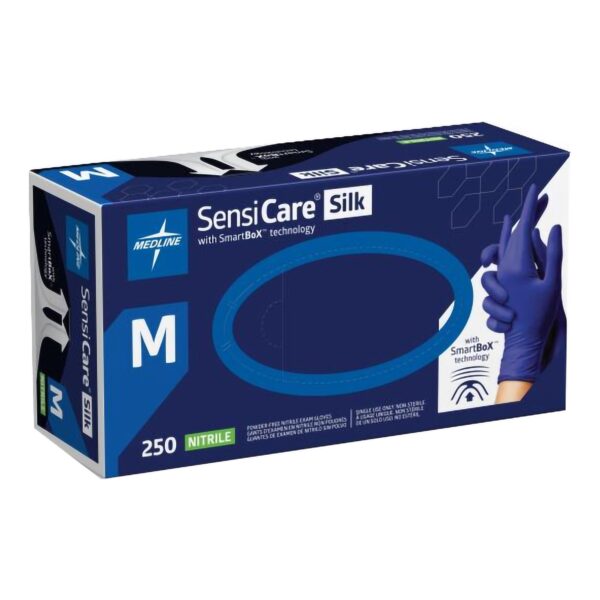 SensiCare Silk MDSXB7585 Medium NonSterile Nitrile Exam Gloves with Textured Fingertips and Standard Cuff Length - Image 2