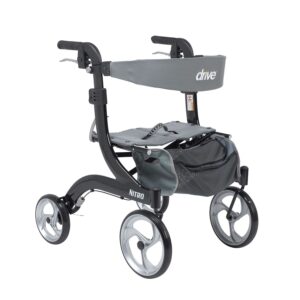 Drive Nitro Hemi Black 4-Wheel Rollator with Adjustable Height and Folding Aluminum Frame