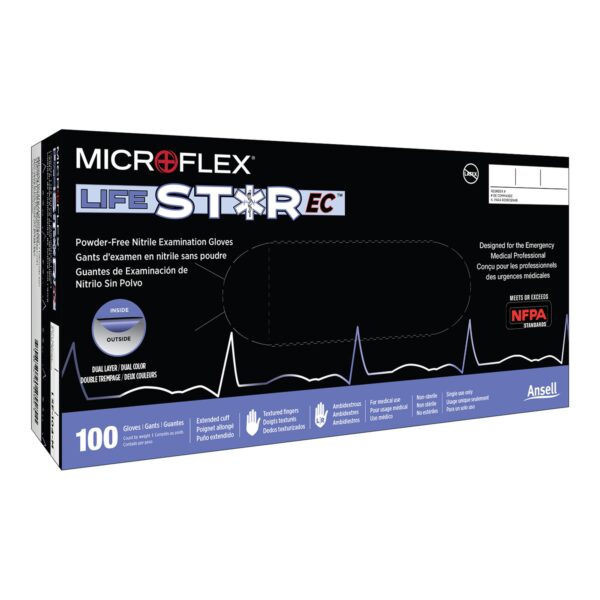 LifeStar EC 2X-Large NonSterile Nitrile Examination Gloves with Extended Cuff - Fentanyl Tested, Dual Color Protection