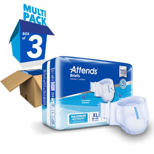 Attends Unisex X-Large Disposable Heavy Absorbency Incontinence Brief - SecureGrip Fit, Leak Protection, 58-63 inch Waist - Image 8