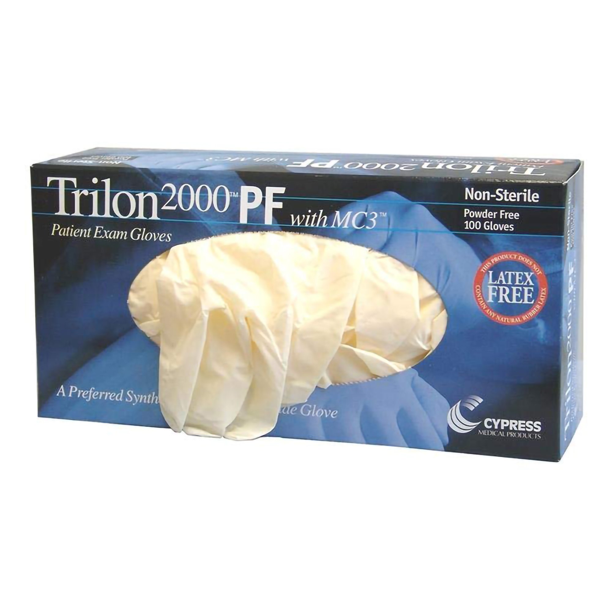 Trilon 2000 PF Exam Gloves - X-Large Non-Sterile Stretch Vinyl with Smooth Finish and Standard Cuff by Brand 25-990