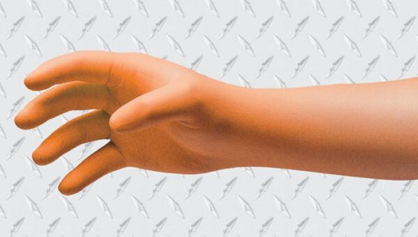 NitriDerm EP Orange Medium Exam Gloves with Extended Cuff - Fully Textured and Fentanyl Tested