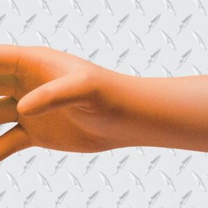 NitrileDerm EP Orange Exam Gloves - Medium, Extended Cuff, Fully Textured, Fentanyl & Chemo Tested by Safeguard