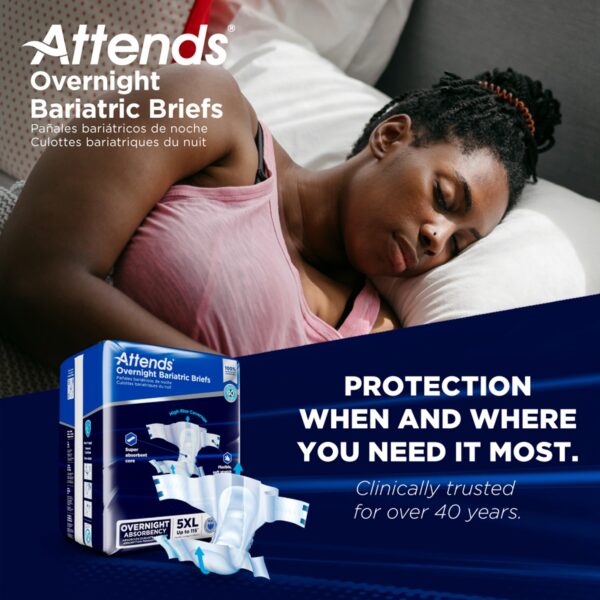 Attends Overnight Bariatric 5X-Large Disposable Heavy Absorbency Incontinence Brief - Unisex Adult - Image 3