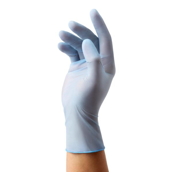 Medline MediGuard ES MG3002 Medium Nitrile Exam Gloves with Textured Fingertips - Blue - Image 3