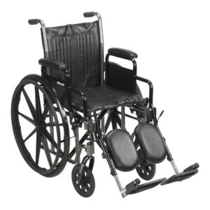 McKesson Dual Axle Wheelchair with Desk-Length Arms and Swing-Away Footrests * 16-inch Seat Width, Black Upholstery, 250 lbs Capacity