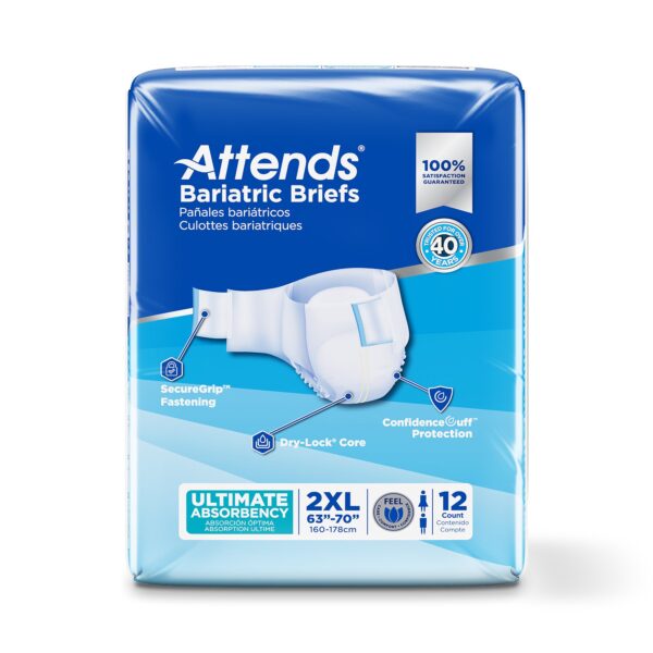 Attends Bariatric 2X-Large Unisex Adult Incontinence Brief with SecureGrip Fastening and Dry-Lock Core (Part Number DD50) - Image 2