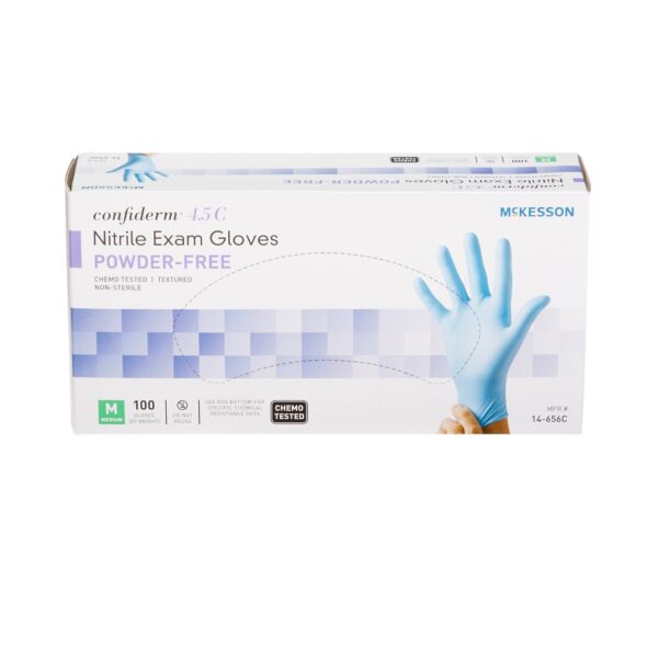 McKesson Confiderm 4.5C Medium NonSterile Nitrile Exam Gloves with Textured Fingertips, Blue, Chemo Tested - Image 6