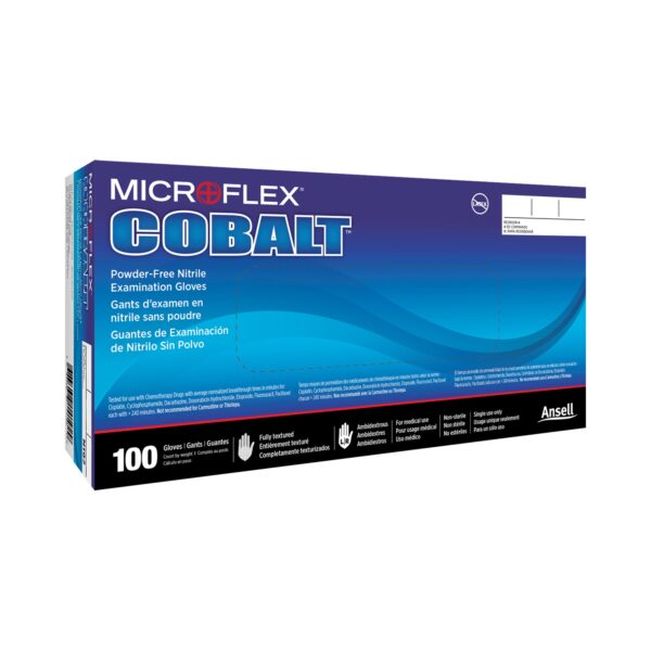 Microflex N191 Cobalt Small NonSterile Nitrile Exam Gloves - Fully Textured, Standard Cuff Length - Image 2