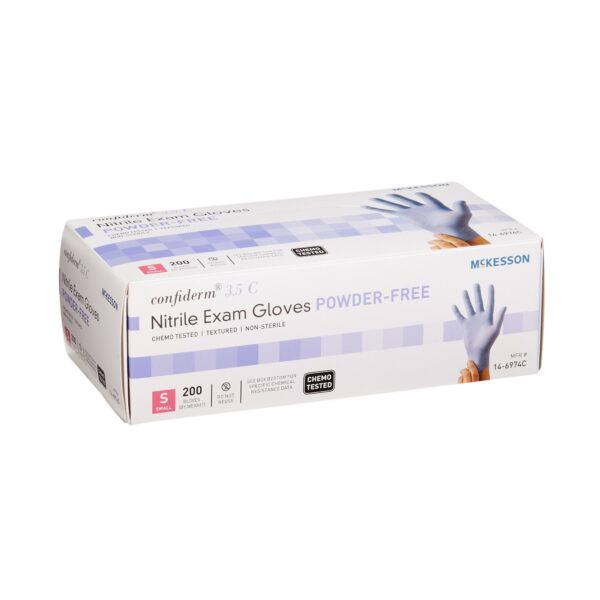 McKesson Confiderm 3.5C Small Nitrile Exam Gloves * Powder-Free, Textured Fingertips, Blue, Chemo Tested - Image 8