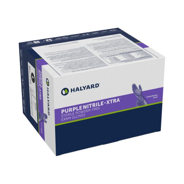 Halyard Nitrile-Xtra Large Exam Gloves with Extended Cuff and Textured Tips - Purple, Sterile, Chemo Tested - Image 3