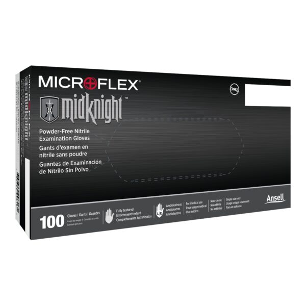 Microflex MidKnight Small NonSterile Nitrile Exam Gloves - Fully Textured, 9.6 Inch Length, Fentanyl Tested