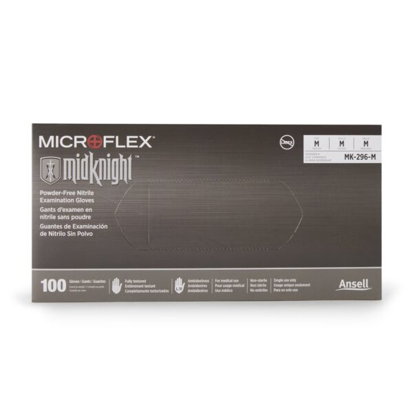 Microflex MidKnight Medium Non-Sterile Nitrile Exam Gloves with Textured Grip - 9.6 Inch, Fentanyl & Acid Tested - Image 2