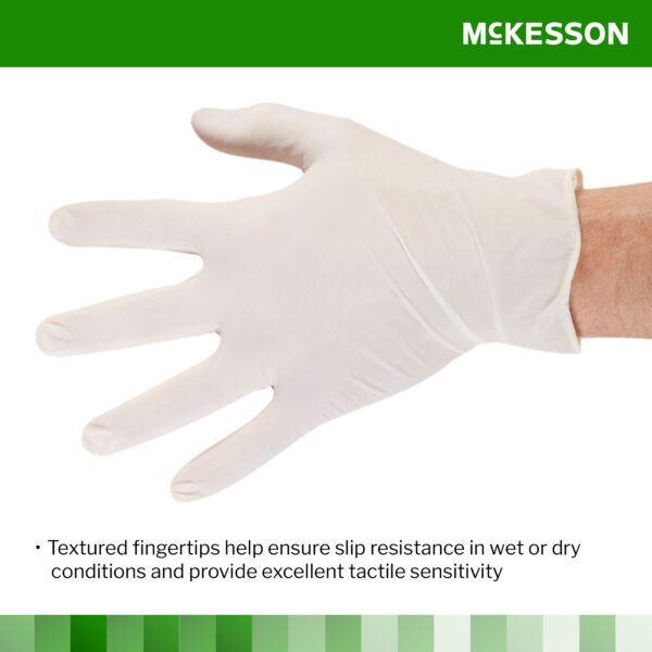 McKesson Confiderm Medium NonSterile Latex Exam Gloves with Textured Fingertips and Standard Cuff - Image 4