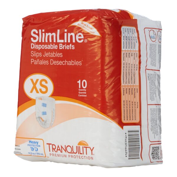 Tranquility Slimline Unisex Adult Incontinence Brief - Heavy Absorbency, X-Small (Part No. 2166, SKU 417011_BG) - Image 4