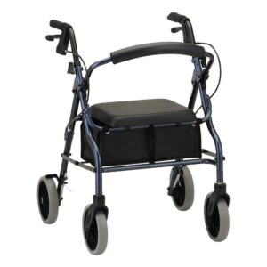 4 Wheel Rollator Zoom 22 by Drive Medical - Adjustable Height Folding Aluminum Frame in Blue