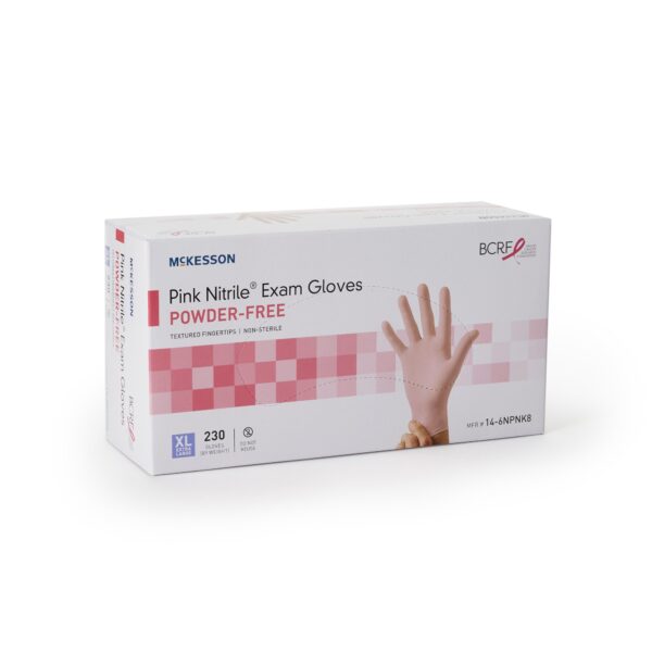 McKesson Pink Nitrile Exam Gloves - X-Large, Non-Sterile, Textured Fingertips, Standard Cuff Length - Image 6