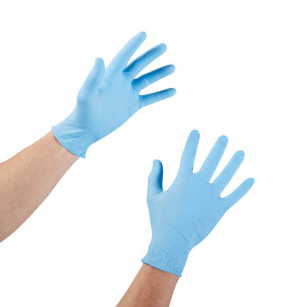 McKesson Confiderm 4.5C Large Nitrile Exam Gloves with Textured Fingertips and Beaded Cuffs - Image 8