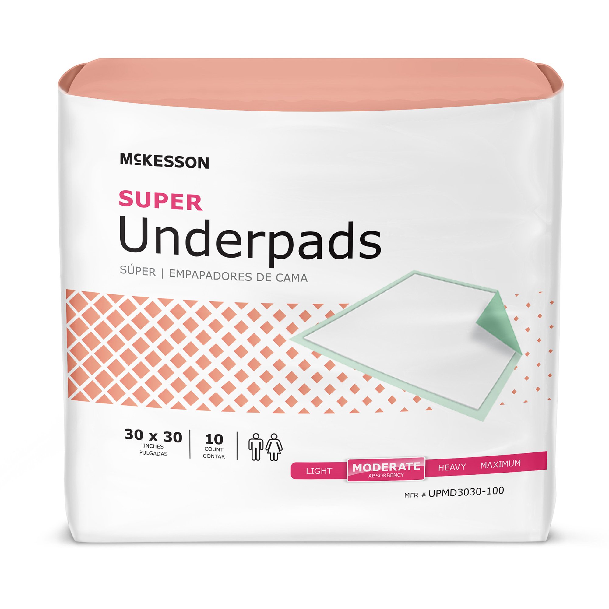 McKesson Super Disposable Underpad 30 x 30 Inch with Moderate Absorbency