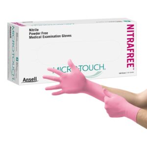 Ansell Micro-Touch NitraFree Small Exam Gloves - NonSterile Nitrile with Textured Fingertips and Standard Cuff