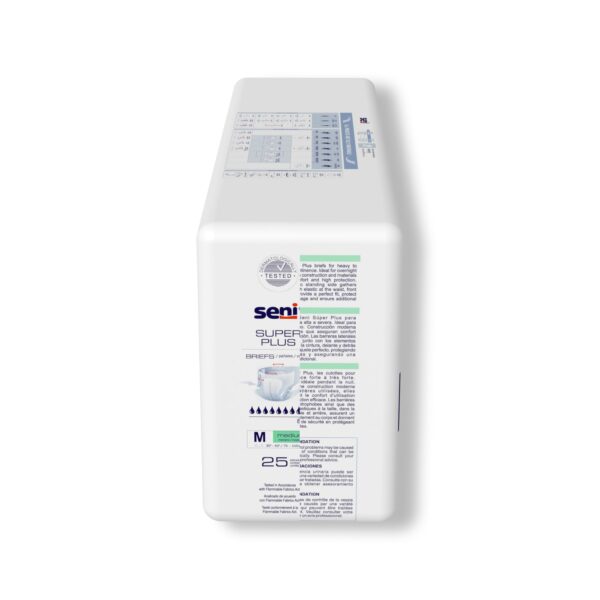 Seni Super Plus Medium Adult Incontinence Brief by Abena, Part No. S-ME25-BP1 - Image 6