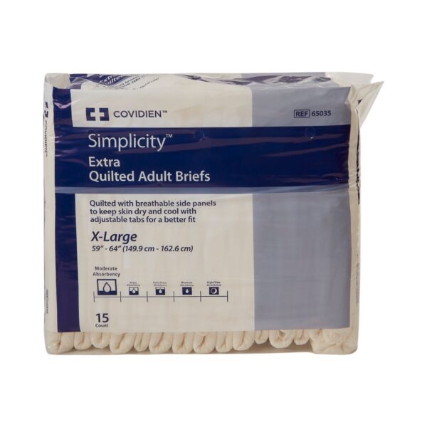 Simplicity Unisex Adult Incontinence Briefs - Extra Quilted X-Large, Moderate Absorbency, Part Number 65035 - Image 2