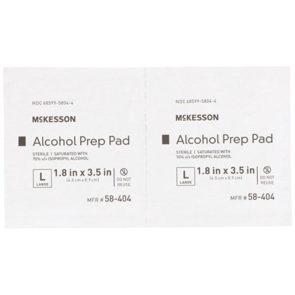 McKesson Alcohol Prep Pad with 70% Isopropyl Alcohol, Large Sterile Individual Packet - Image 3