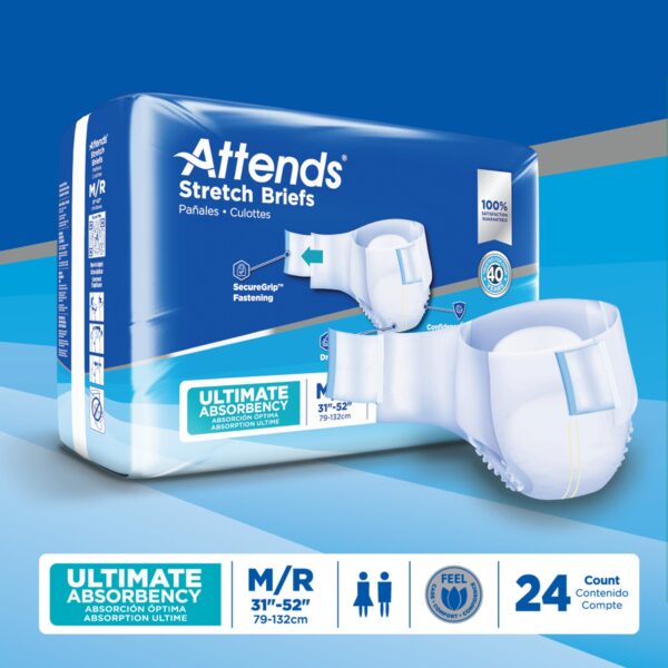 Attends Unisex Adult Incontinence Brief DDSMR * Medium / Regular Heavy Absorbency - Image 7