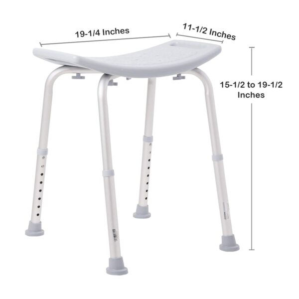 McKesson Aluminum Frame Bath Bench with 19-1/4 Inch Seat Width and Adjustable Height - Image 5