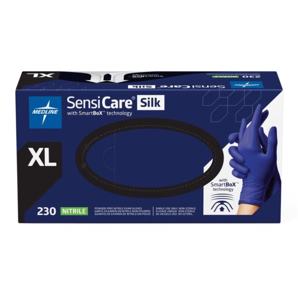 SensiCare Silk X-Large Nitrile Exam Gloves by MDSXB7587, Non-Sterile, Dark Blue, Chemo Tested