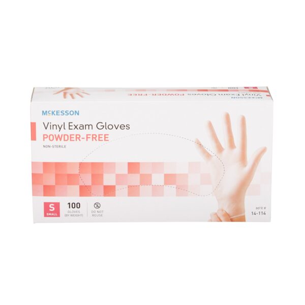 McKesson Small Vinyl Exam Gloves (Part Number 14-114) - Clear, Standard Cuff, Non-Sterile - Image 5