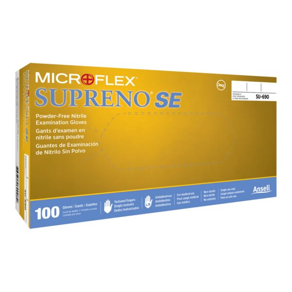 Supreno SE X-Large Nitrile Exam Gloves by BrandName * Non-Sterile, Textured Fingertips, Standard Cuff, Blue