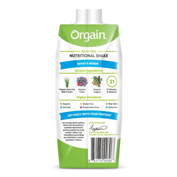 Oral Supplement Orgain Organic Nutritional Shake Strawberry & Cream Flavor 11 oz. Carton - 16g Organic Protein, Gluten-Free & Non-GMO - Image 2
