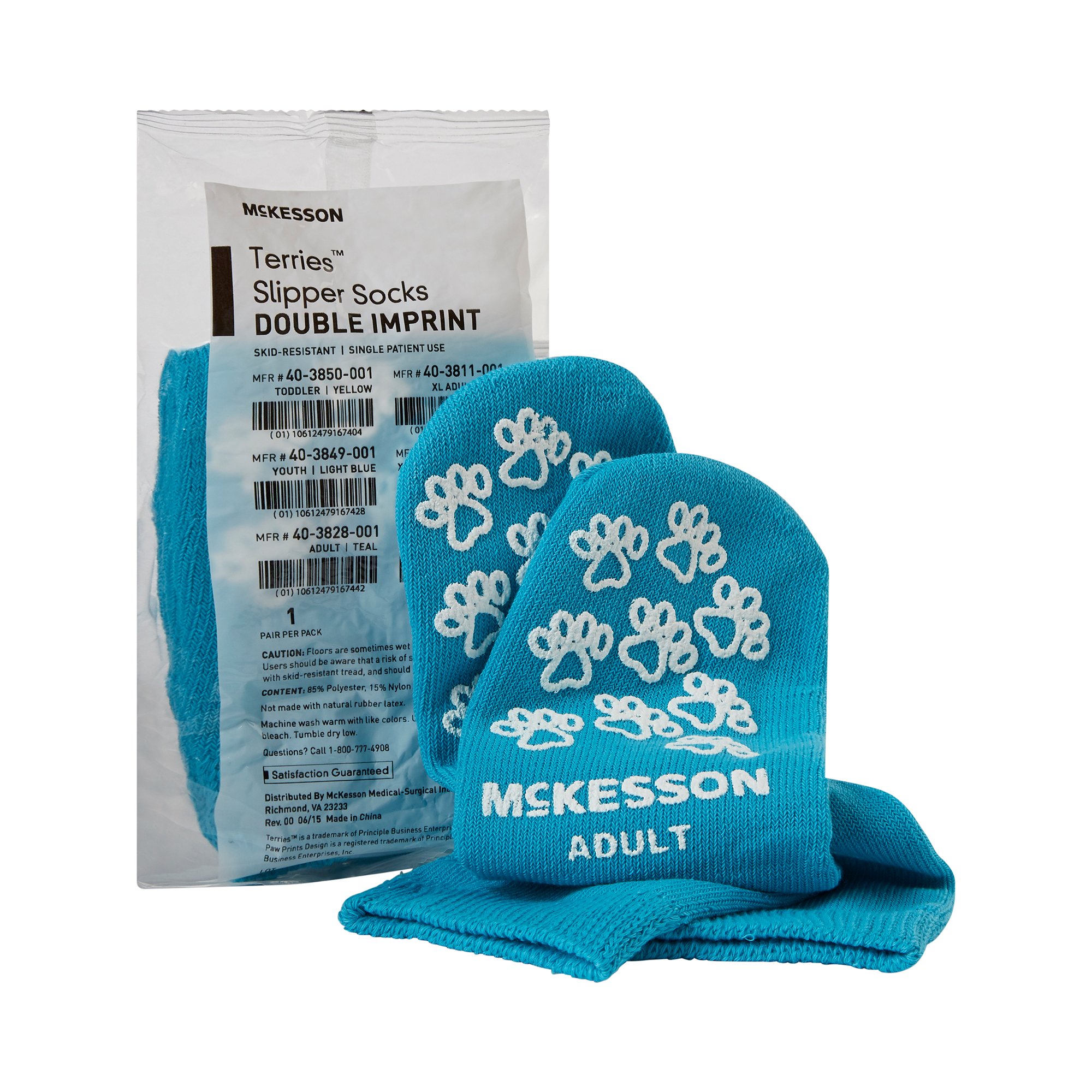 McKesson Terries Unisex Adult Slipper Socks * One Size Fits Most, Double Tread for Safety & Comfort