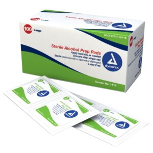 Dynarex Alcohol Prep Pad 70% Isopropyl Alcohol - Large Sterile Individual Packet