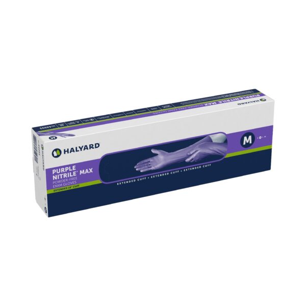 Purple Nitrile Exam Gloves Max by Brand - Medium, 16-inch Length, Extended Cuff, Fully Textured, Ambidextrous