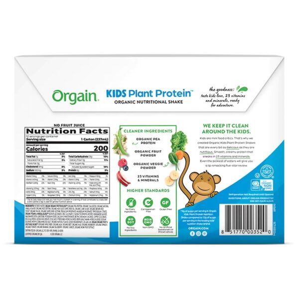 Orgain Kids Plant Protein Pediatric Oral Supplement Vanilla Flavor - 8 oz. Liquid Nutritional Shake - Image 5