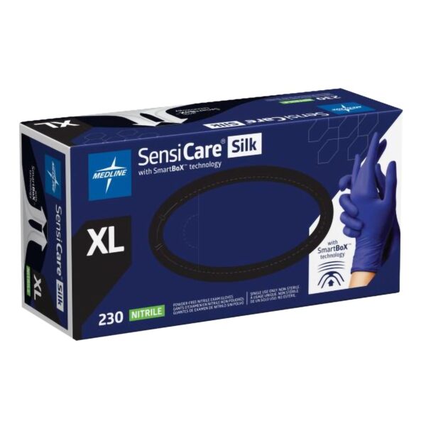 SensiCare Silk X-Large Nitrile Exam Gloves by MDSXB7587, Non-Sterile, Dark Blue, Chemo Tested - Image 2